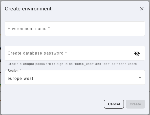 Create an environment on ClearScape Analytics Experience